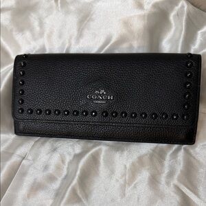 Vintage Coach Black Leather Studded Wallet#53449